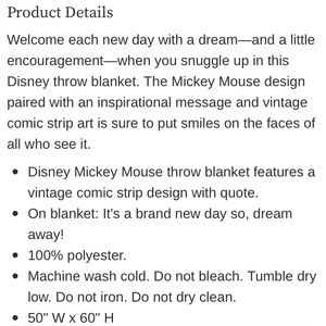 Disney Bedding New Hallmark Disney Mickey Mouse Throw Blanket Poshmark